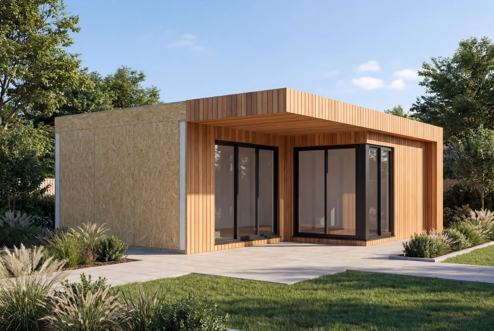 6m x 5m L-Shaped SIP Garden Room with Canopy