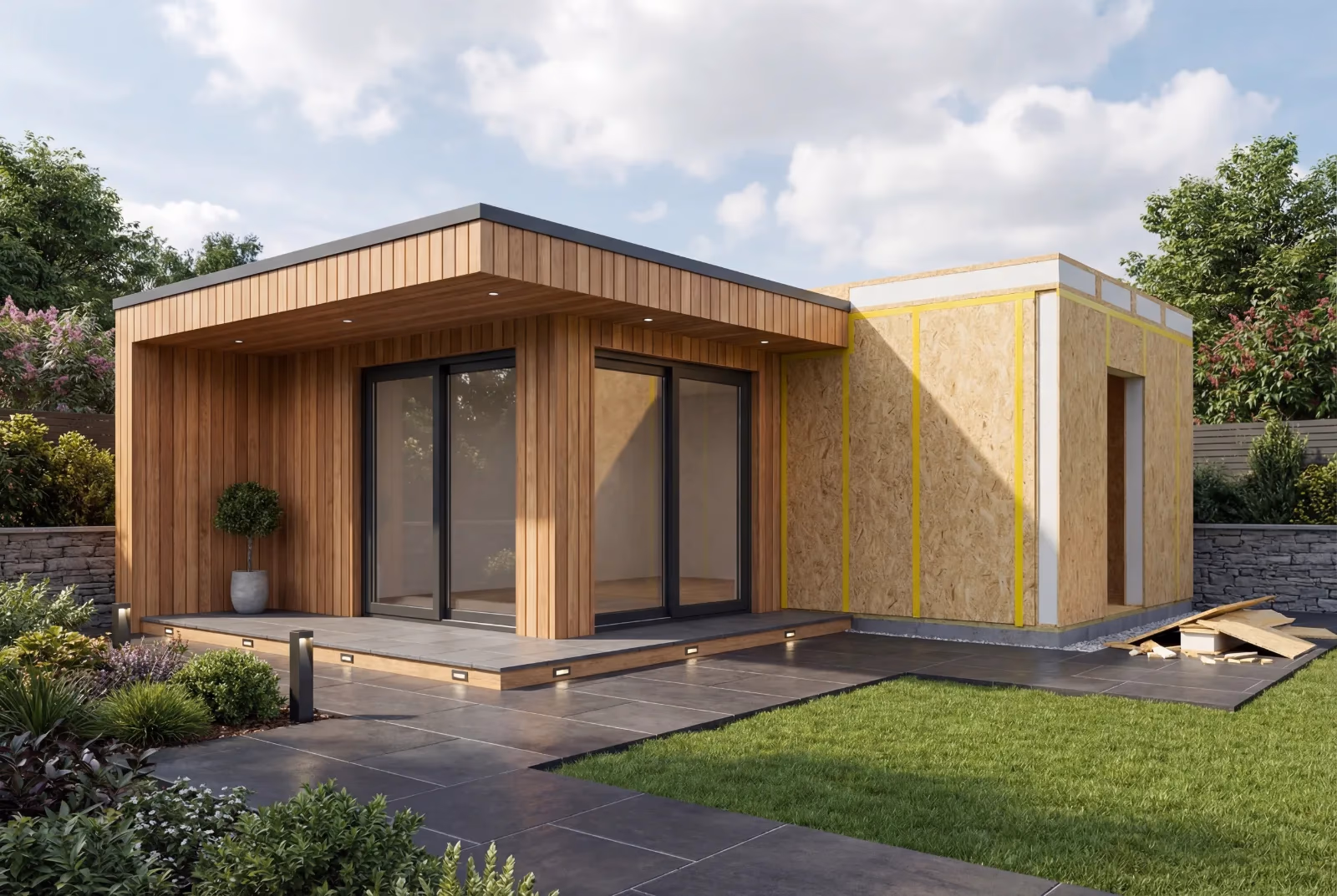 6m x 5m L-Shaped SIP Garden Room with Canopy - Image 2