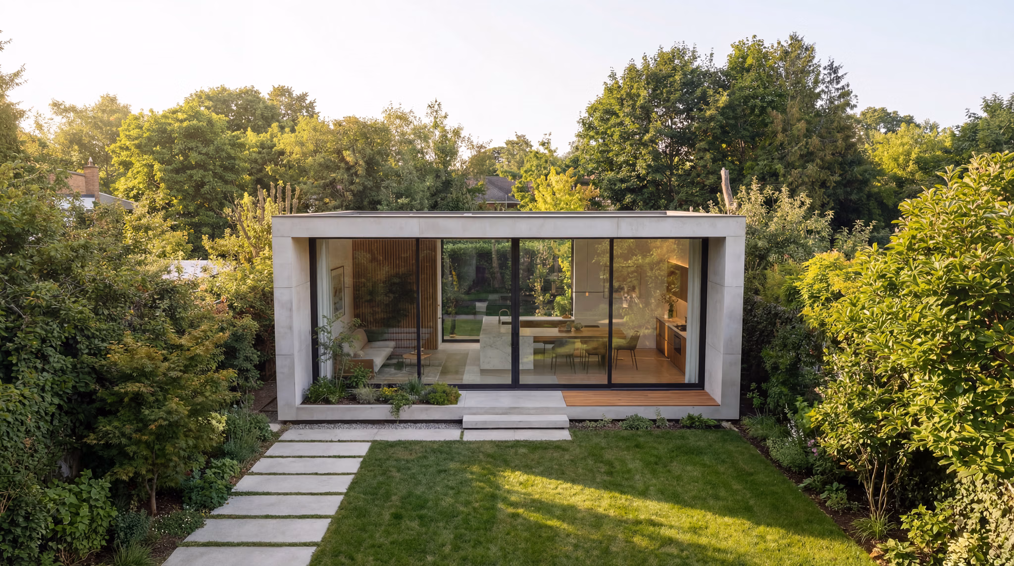 4m x 3m SIP Garden Room with Canopy and Bifold Opening